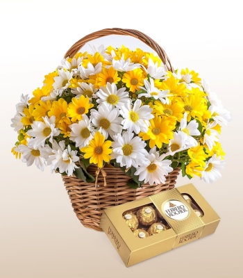 Ferrero Rocher Chocolate Box with Daisy Flower Basket