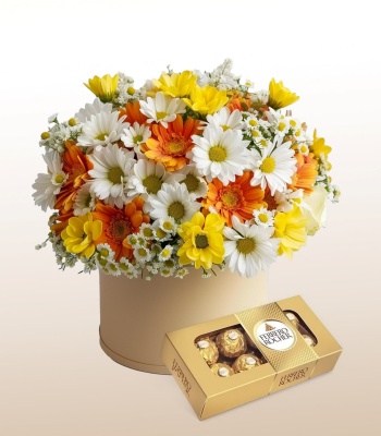 Ferrero Rocher Chocolate Box and Daisy Flowers