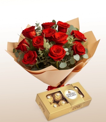 Ferrero Rocher Chocolates Box and Roses