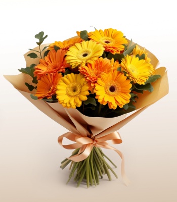 Gerbera Flower Bouquet - Yellow and Orange Gerberas