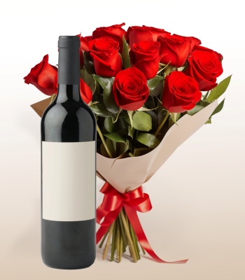 Wine and Rose Gift Combo