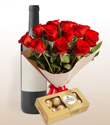 Wine with Roses and Chocolates