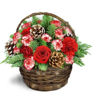 Christmas Flower Basket Arrangement