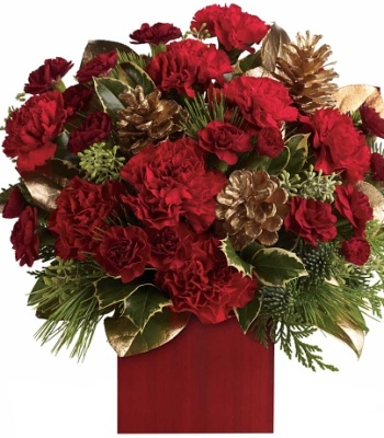 Christmas Flower Bouquet - Red Roses and Carnations