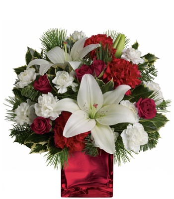 Christmas Flower Bouquet - Roses and Lilies