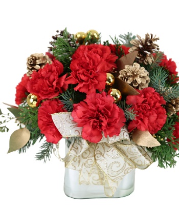 Christmas Red Carnations Flower Bouquet