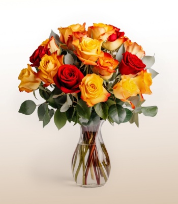 Assorted Roses In Vase