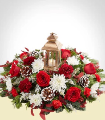 Christmas Flowers With Candle