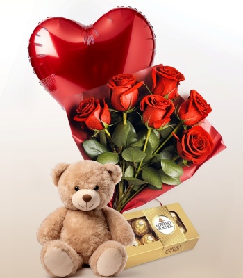 Valentine's Day Flower And Gift Combo