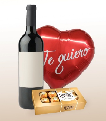 Chocolate Box With Wine And Balloon