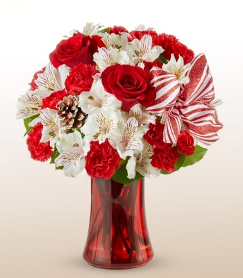 Christmas Flower Arrangement - Carnations and Alstroemerias