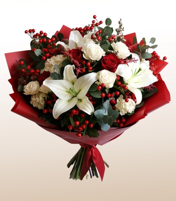 Christmas Flowers - Roses and Lilies