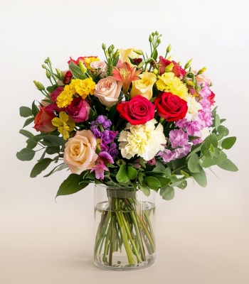 Roses And Carnations In Vase