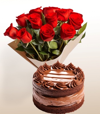 Roses And Cake Gift Combo