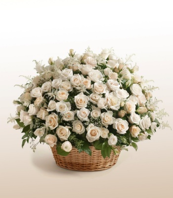 White Rose Funeral Basket