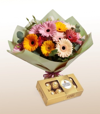 Gerberas Flowers And Chocolate Box