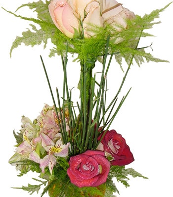 Roses And Alstroemeria In Fishbowl