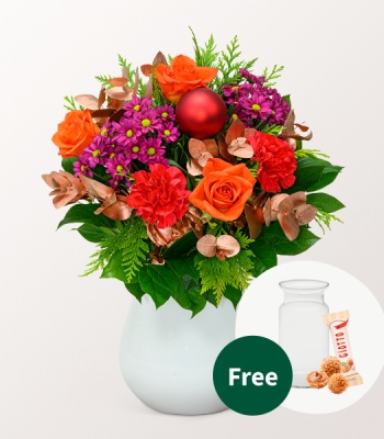 Flower Arrangement with Chocolates- Wintergedicht