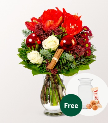 Flowers Bouquet with Vase and Chocolate - Weihnachten