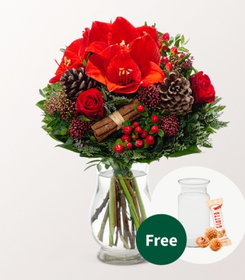 Flowers Bouquet with Vase and Chocolate - Winterlust