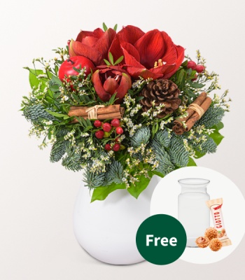 Flowers Bouquet with Vase and Chocolate - Winterstimmung