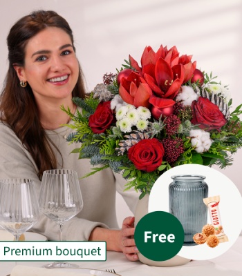 Premium Flower Bouquet with Vase - Winterfarben