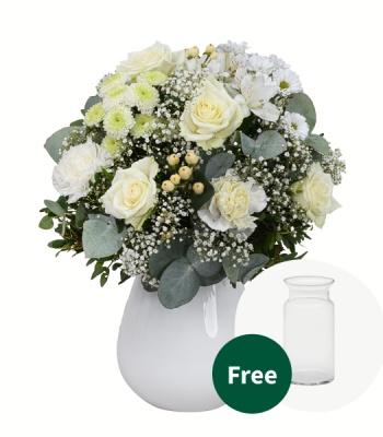 Sympathy Flowers in White Vase