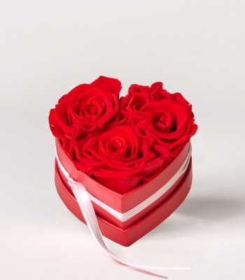 3 Red Roses in Heart Shape Box