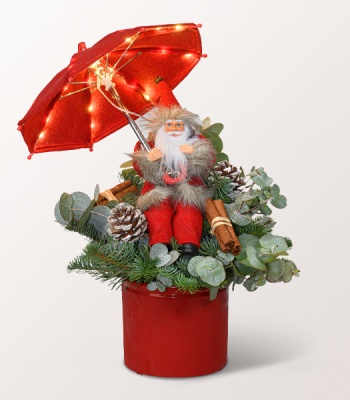 Christmas Flower Arrangement - Santa Claus