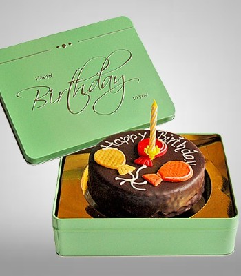 Happy Birthday Dark Chocolate Cake with Candle