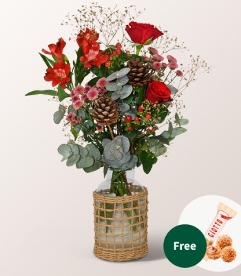 Mix Flowers in Vase - Warm Hug