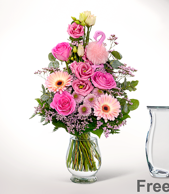 Pink Flower Bouquet with Free Vase