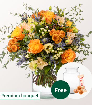 Premium Flower Bouquet - Free Vase And Chocolate