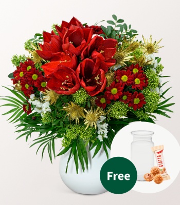 Red Amaryllis Christmas Flower Bouquet