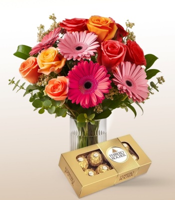 Mix Color Roses with Chocolate Box