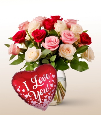 Mix Roses with I Love You Balloon