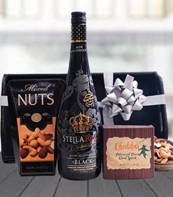 Non-Alcoholic Cider, Cheese and Nuts set