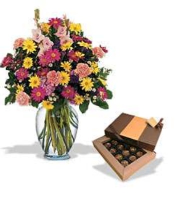 Mix Flower Arrangement With Chocolate Box