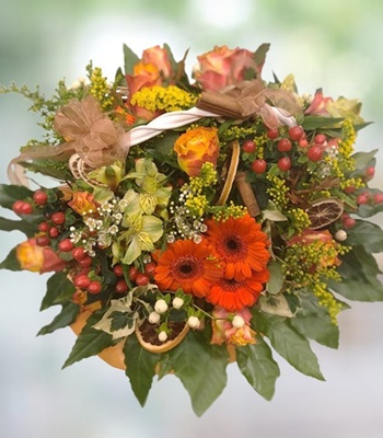 Autumn Flowers - Orange Flowers Basket