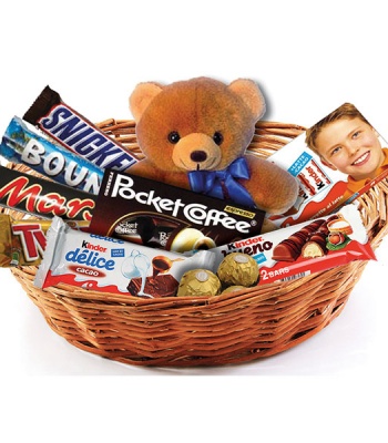 Chocolate Gift Basket with Teddy Bear