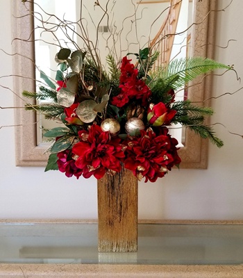 Christmas Arrangement Of Red Flowers