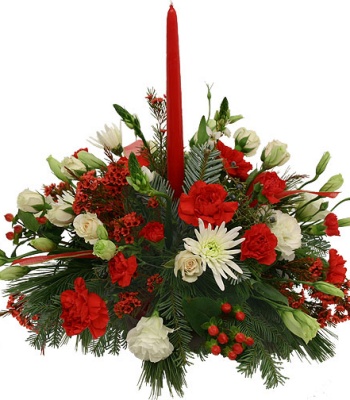 Christmas Centerpiece - Red and White Flowers