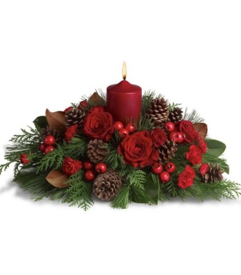 Christmas Centerpiece with Red Candle