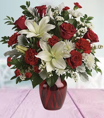 Christmas Flower Bouquet - Red And White Flowers