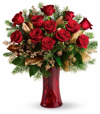 Christmas Flowers with Decorative Greenery