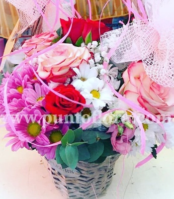 Colorful Seasonal Flowers Basket