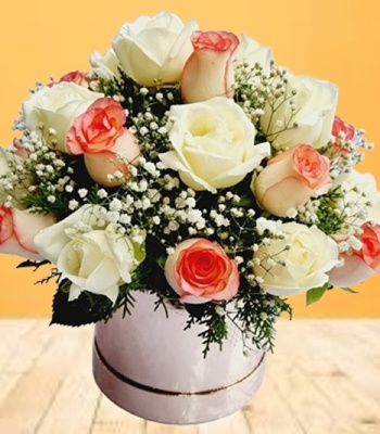 Cream And Salmon Rose Bouquet