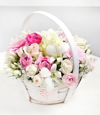 Flower Basket - Light Color Flowers