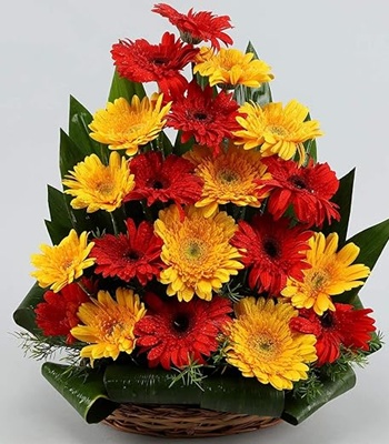 Funeral Arrangement - Orange And Yellow Flowers