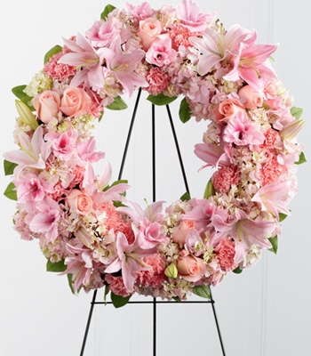 Funeral Wreath - Pink Flowers